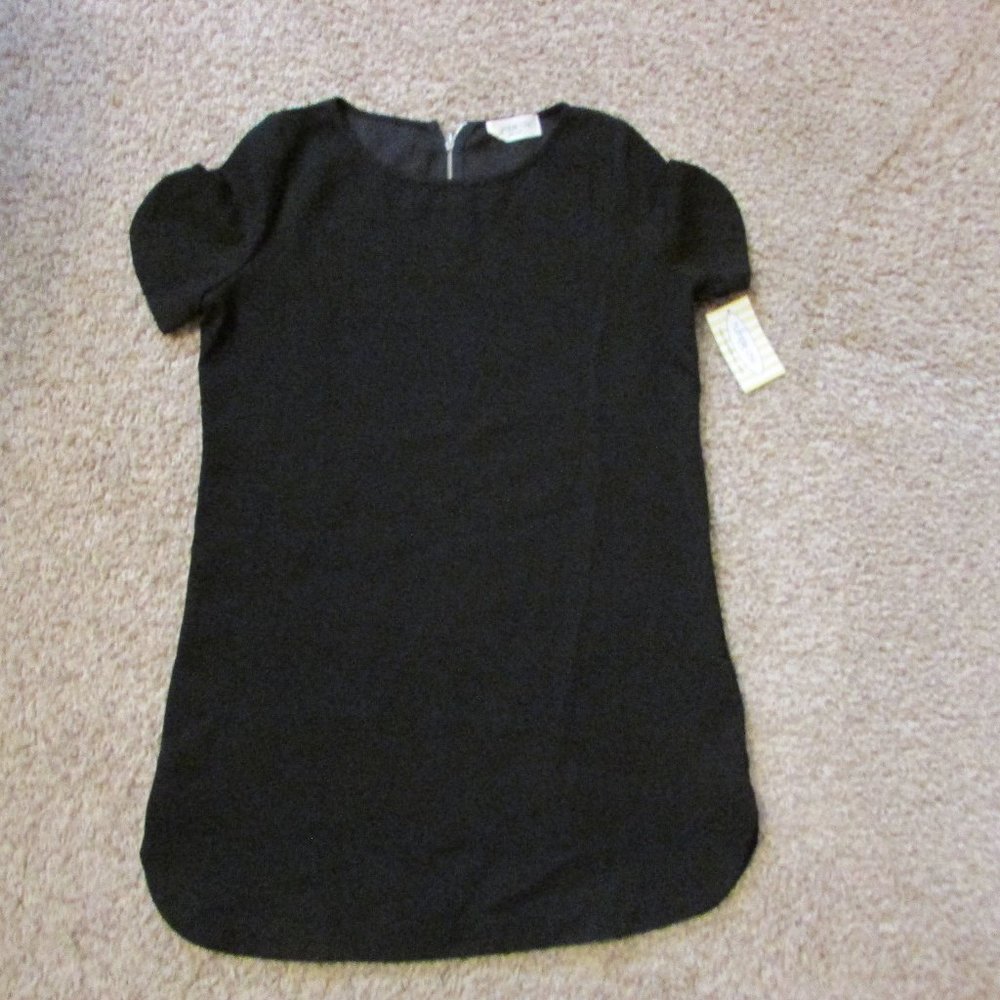 NWT Humble Chic Large Little Black Sheath Dress Knee Length Poly Textured Fabric